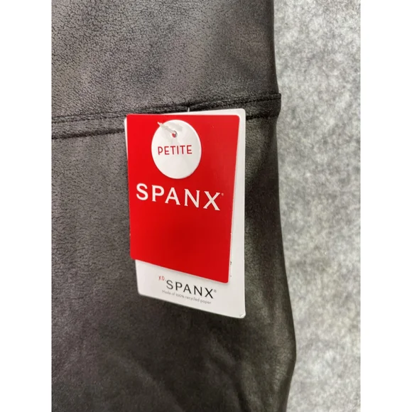 Spanx Faux Leather Leggings Womens Large Petite Black High Rise Shaping Pants - Picture 3 of 10